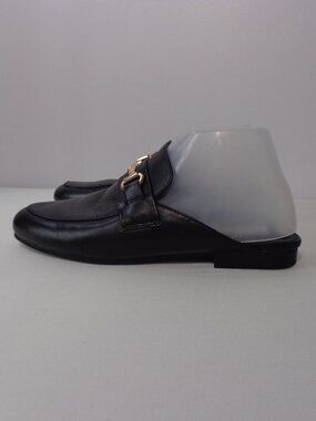 Steve Madden Kandi Leather Loafers Black Slip On Gold-tone Ornament Women's 8M